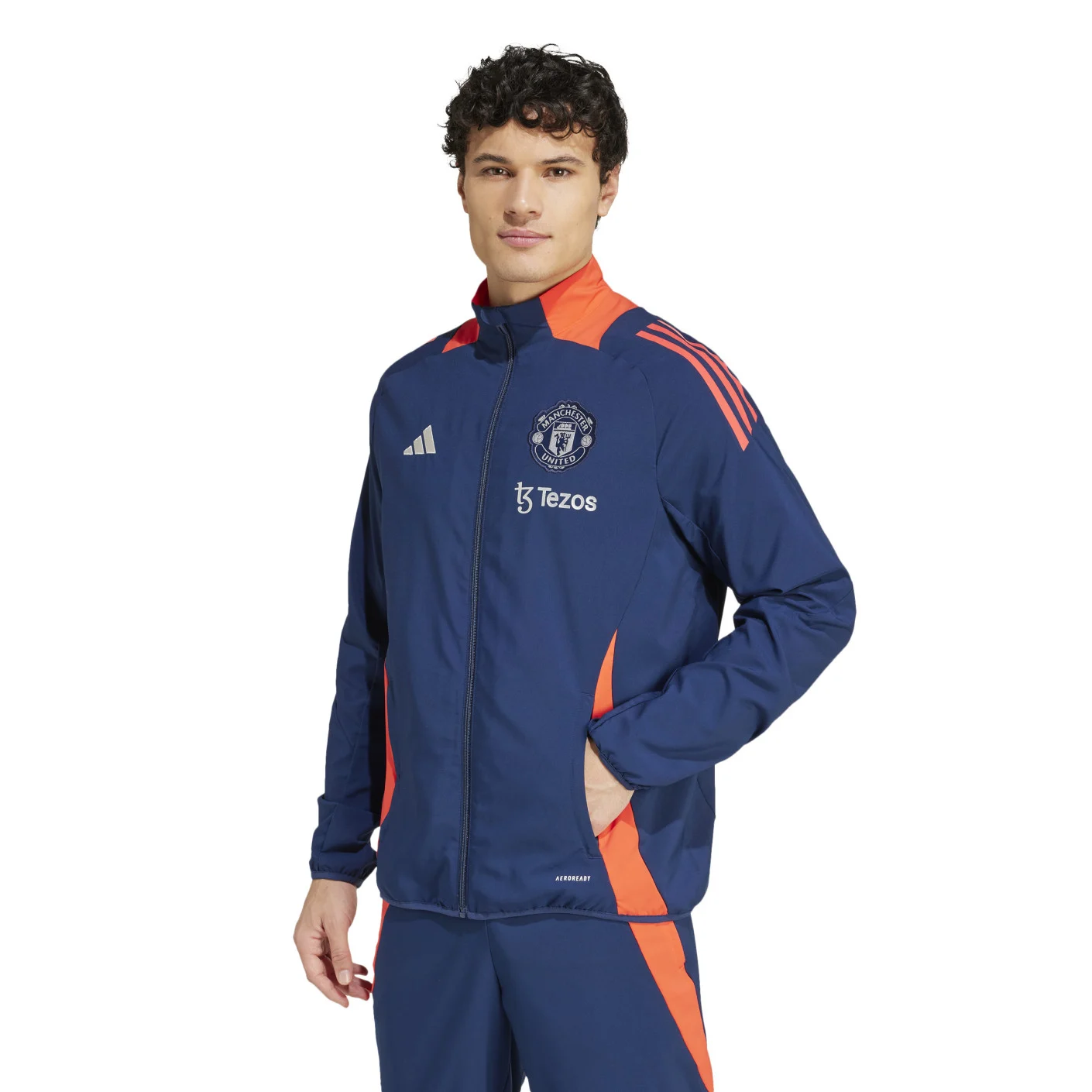 Adidas Manchester United Presentatie Trainingsjack 2024-2025 Donkerblauw Rood Zilver