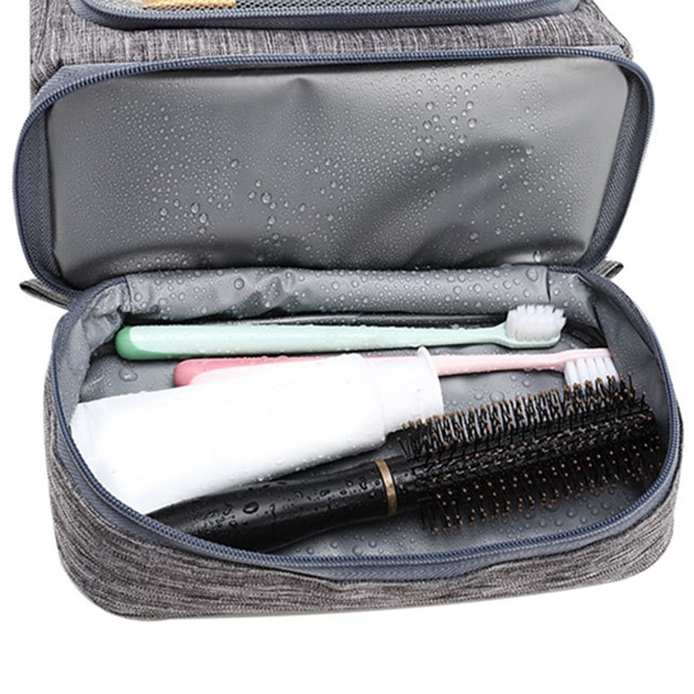 (24x13x20cm) Reise Kosmetik Make Up Tasche Necessaire Organizer Bag mit Reissverschluss - Grau
