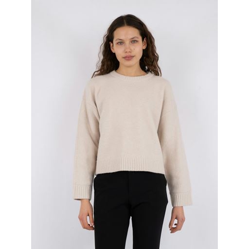 Neo Noir Detri Solid Knit Striktrøje, Ivory, 40