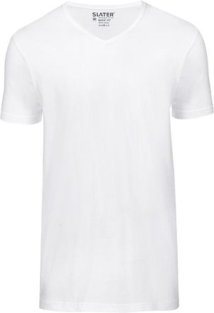 Slater 2-pack Basic Fit T-shirt V-hals Wit 7600 kopen