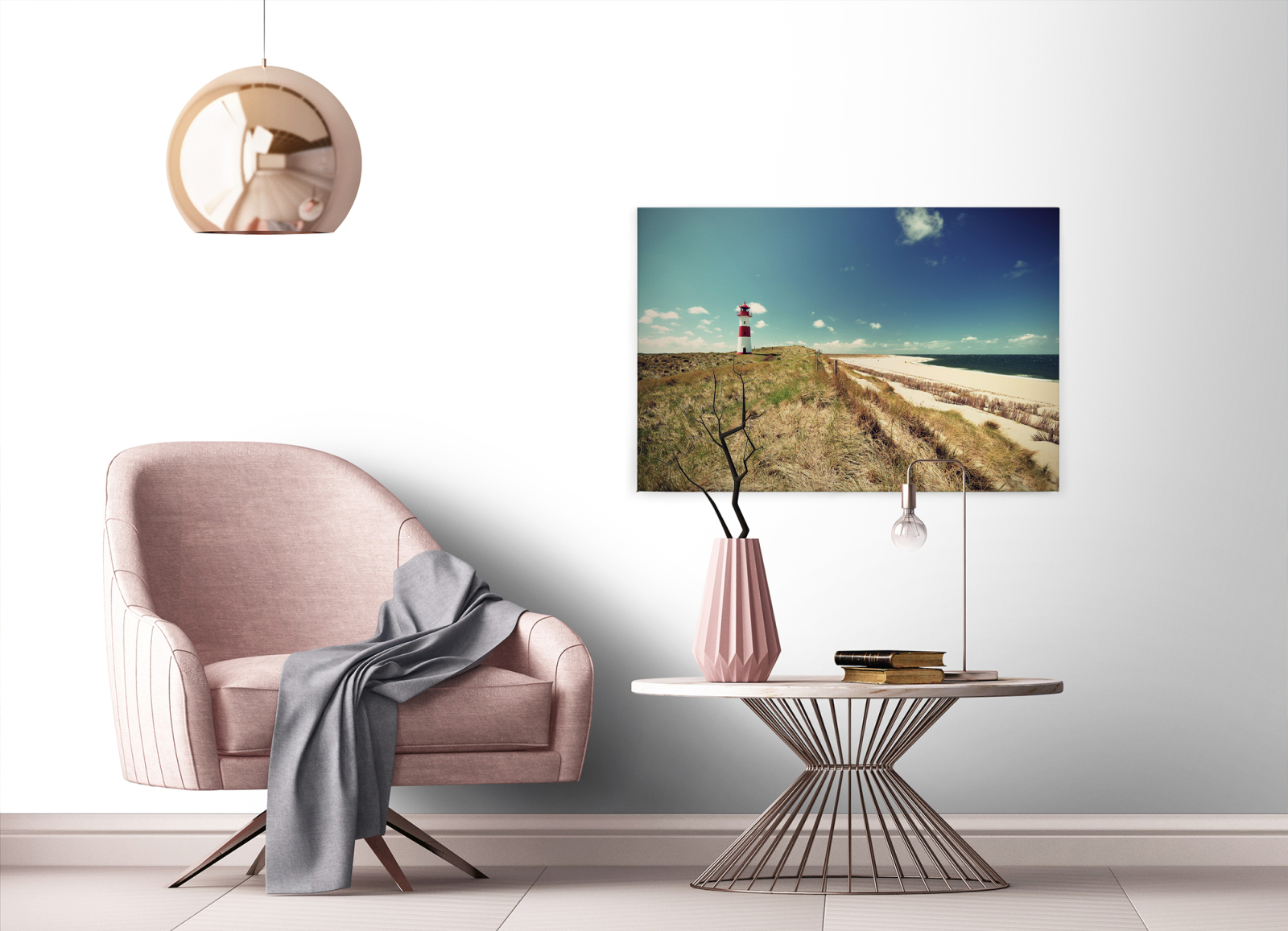 Leinwandbild LEUCHTTURM - blau-grün - 90x60 cm