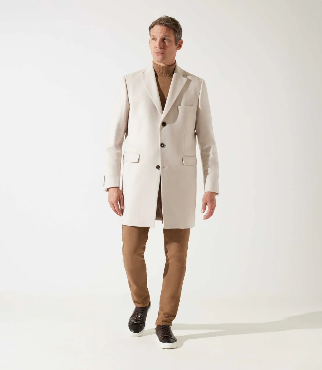Manteau en laine cachemire écru INDALECIO