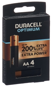 DURACELL Batterie Optimum AA, 4 Stück