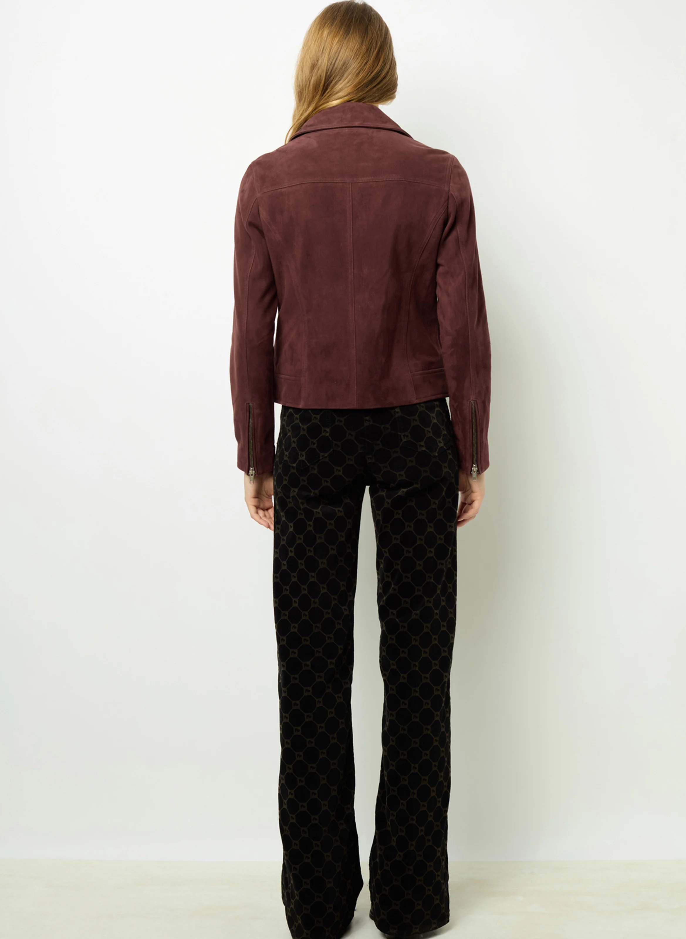 BERNARDE - Veste droite en cuir | Rouge