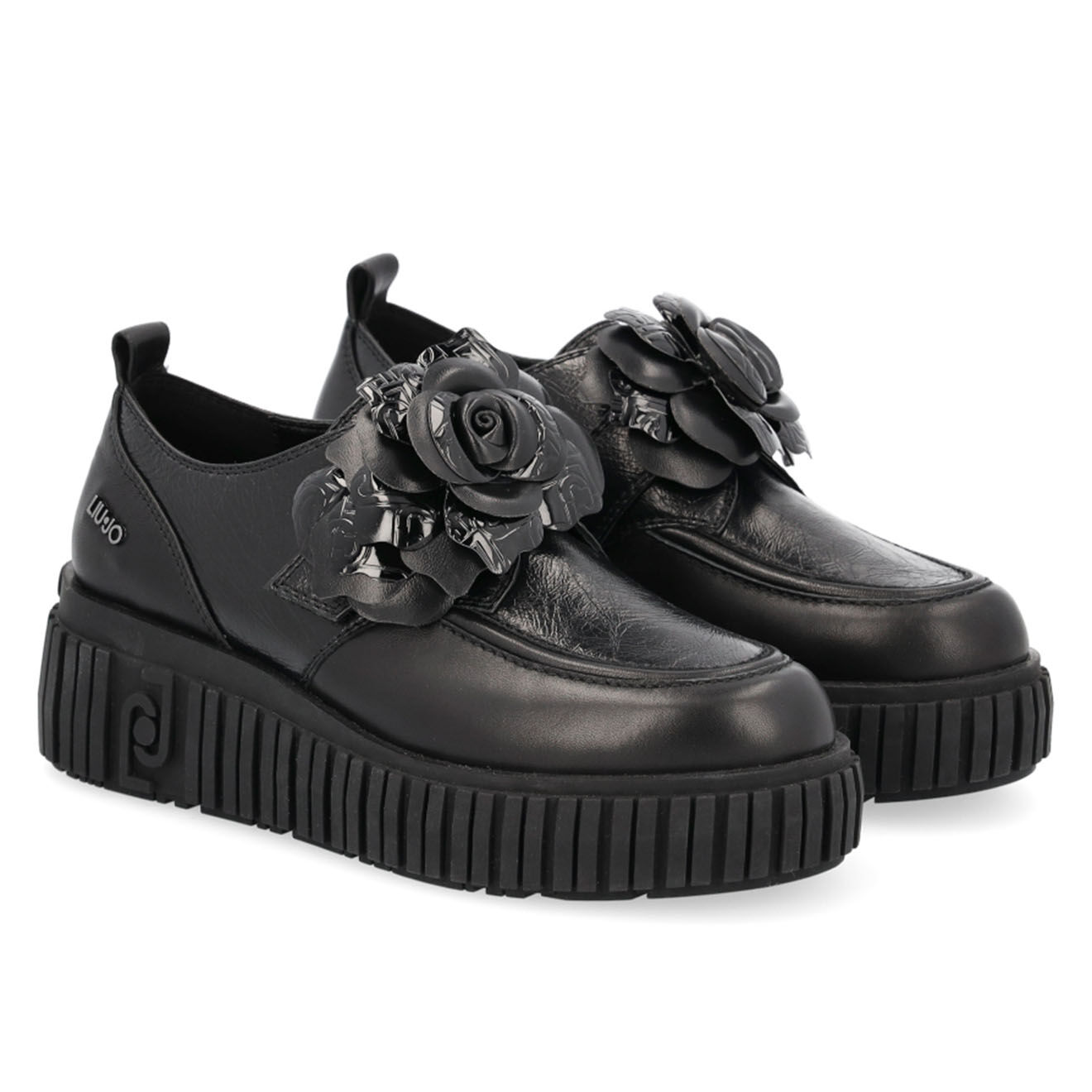 Liu-Jo Mocassins Compensés en Cuir Lara noirs