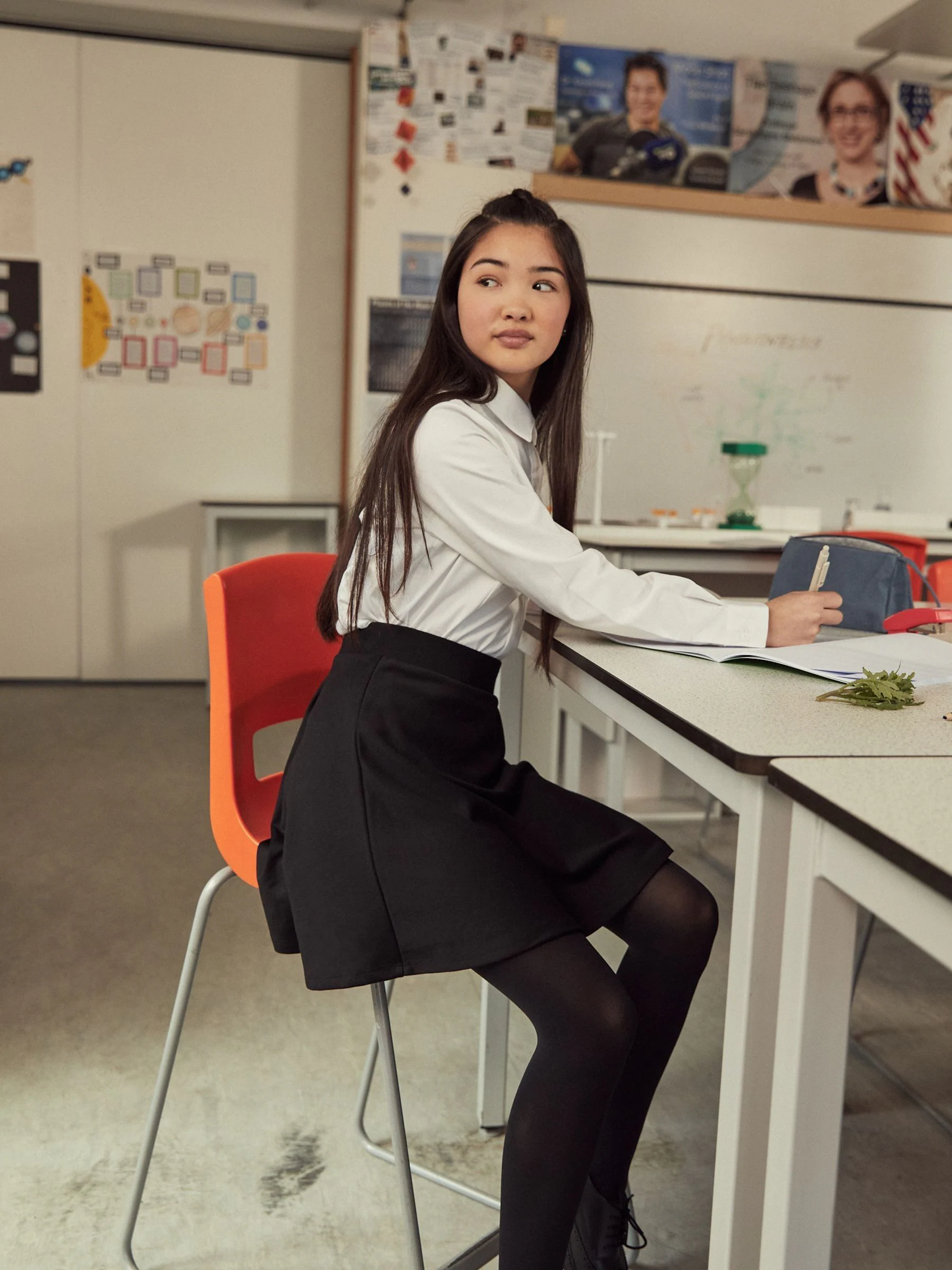 Wit - Verpakking van 2 aansluitende premium schooloverhemden met stretch, lange mouwen en hoog aandeel katoen (3-18 jr)