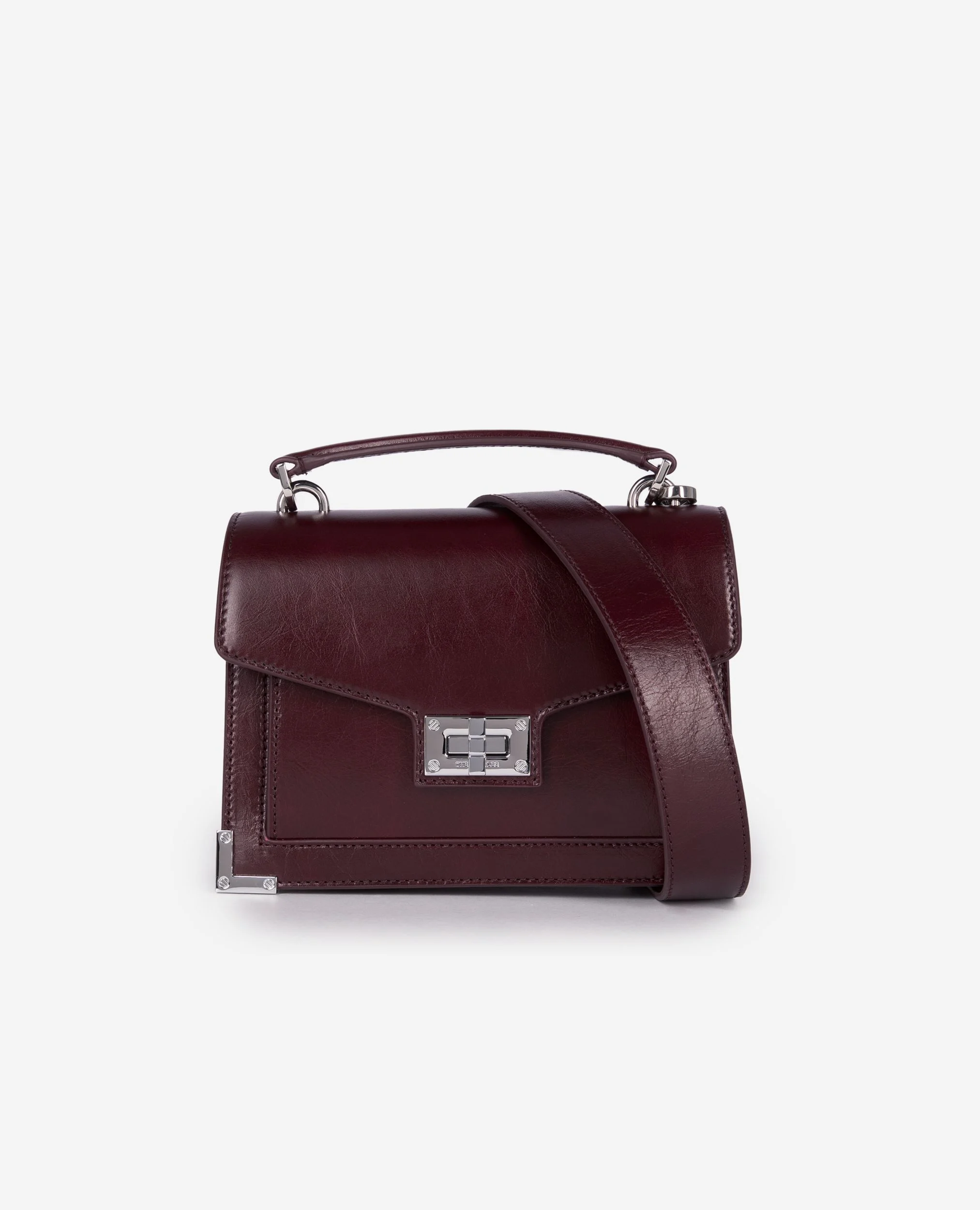 Sac Emily small en cuir craquelé bordeaux