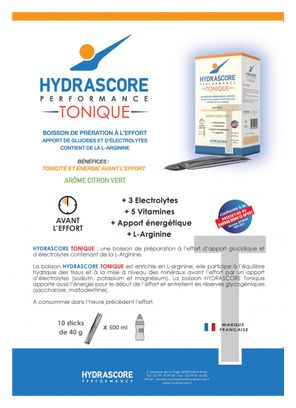 Boisson de préparation à l’effort Hydrascore Tonique Citron Vert 10 x 40g