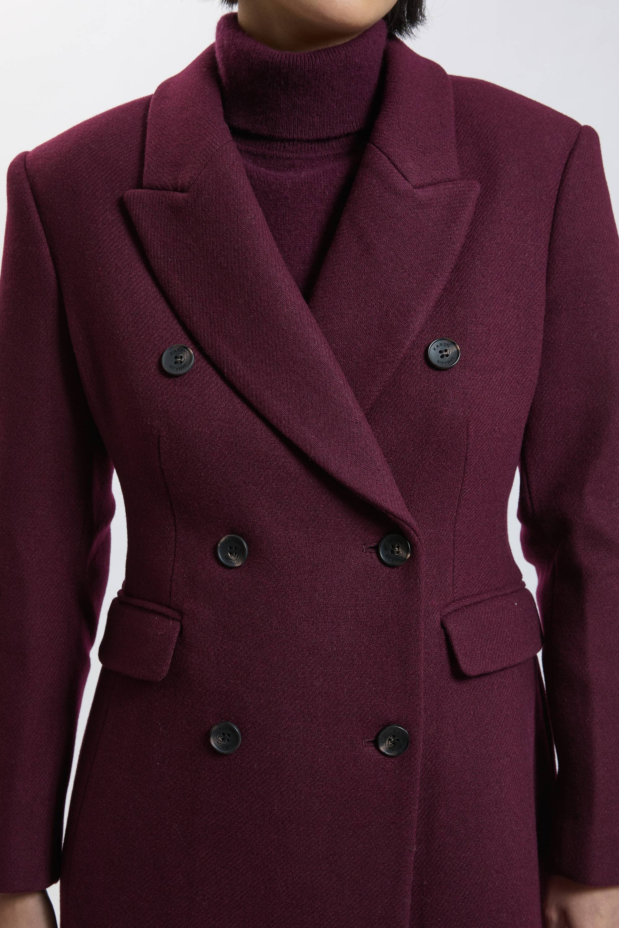 KarenMillen Manteau Long Tailleur Croisé En Laine Petite