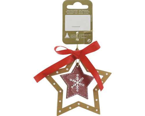 Kerstdecoratie hangende ster Ø 10 cm hout naturel