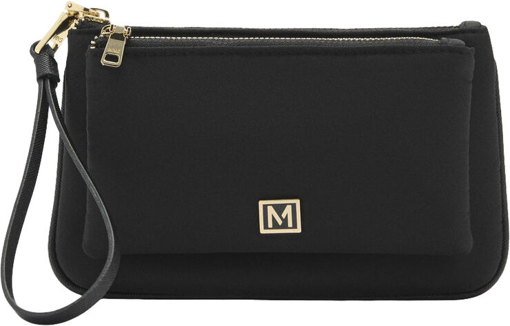 MANGO Logo double compartment coin purse Black