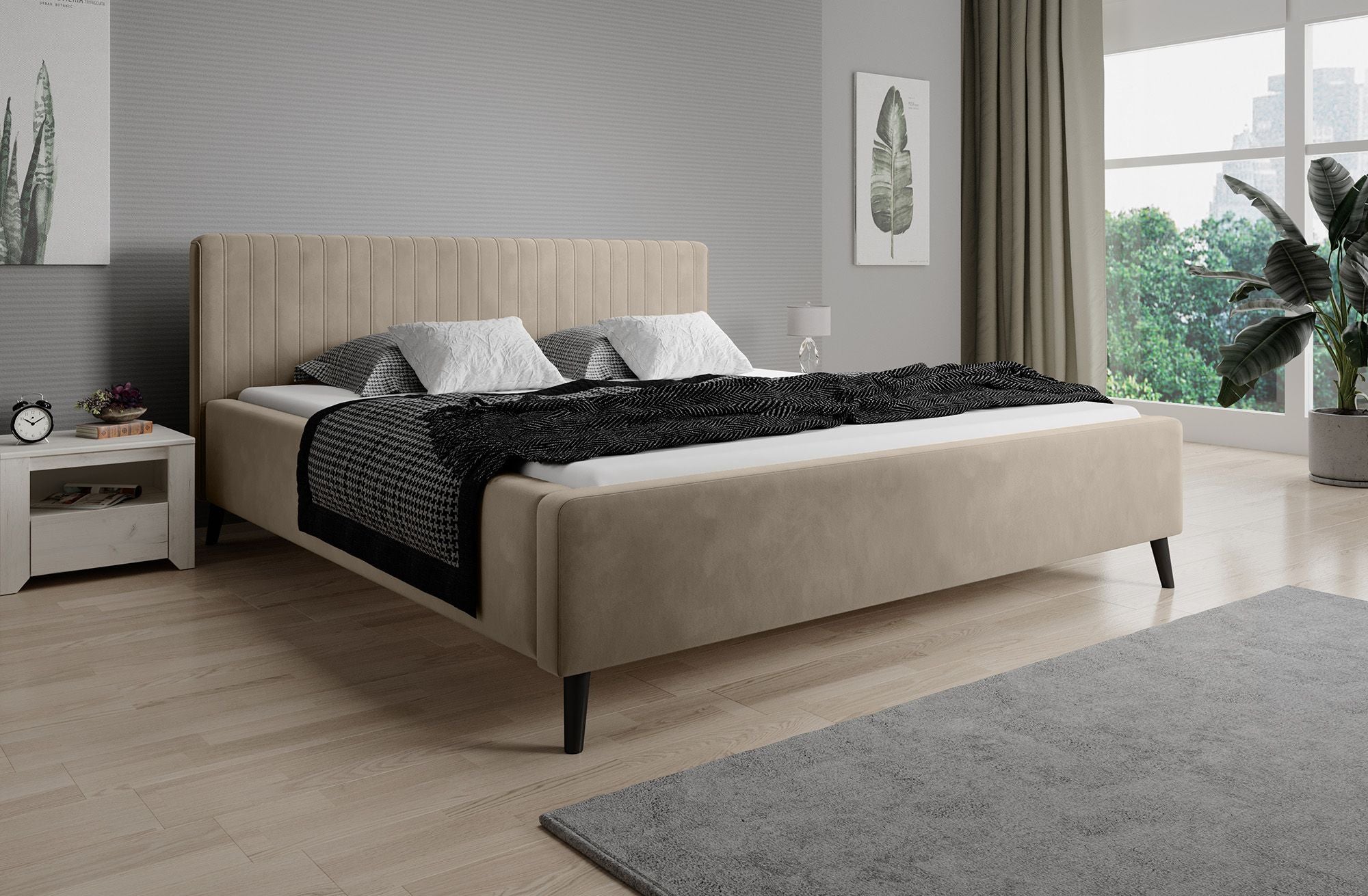 Jackson - Tweepersoonsbed - Velvet beige - 160x200 cm