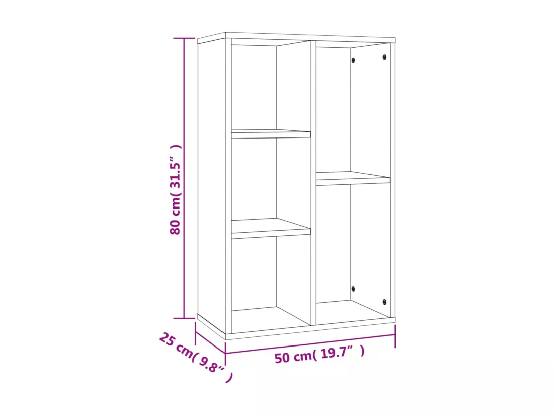 Bibliothèque/Buffet chêne marron 50x25x80 cm bois d'ingénierie