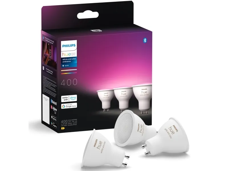 Philips Hue White and Color Ambiance - LED-lyspære - GU10 - 5 W (tilsvarende 35 W) - klasse G - 16 millioner farver - 2000-6500 K (pakke med 3)