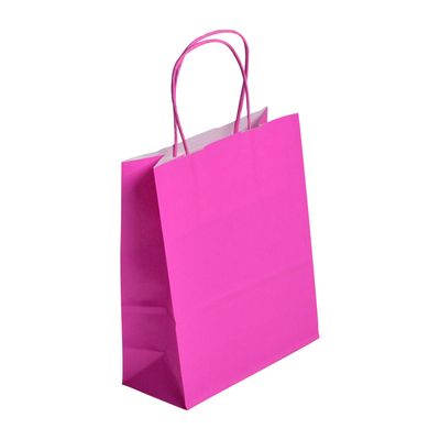 50 Sacs cadeau kraft - poignées torsadées - 22 cm x 12 cm x 31 cm - rose