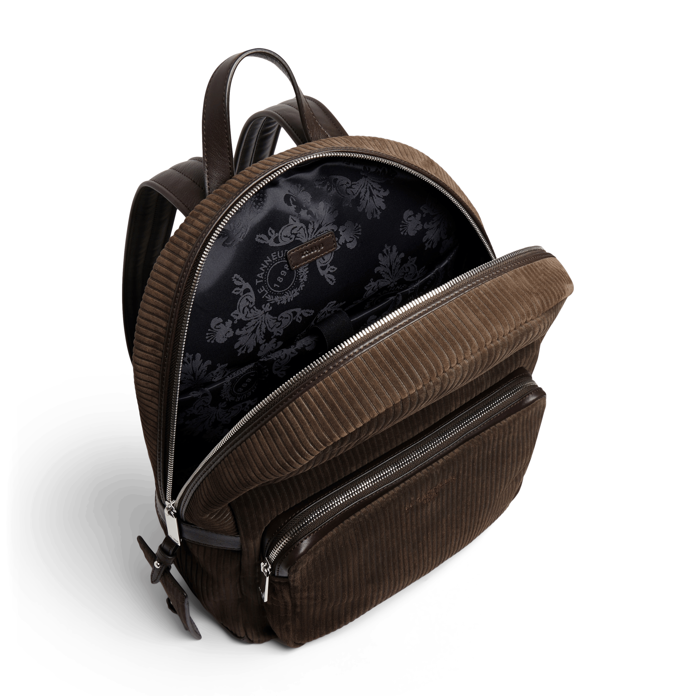 EMILE - Sac à dos en cuir velours côtelé | Marron