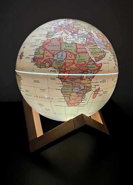 CARTOTHEQUE - GLOBE 14 CM ANTIQUE LUMINEUX SUPPORT EN BOIS