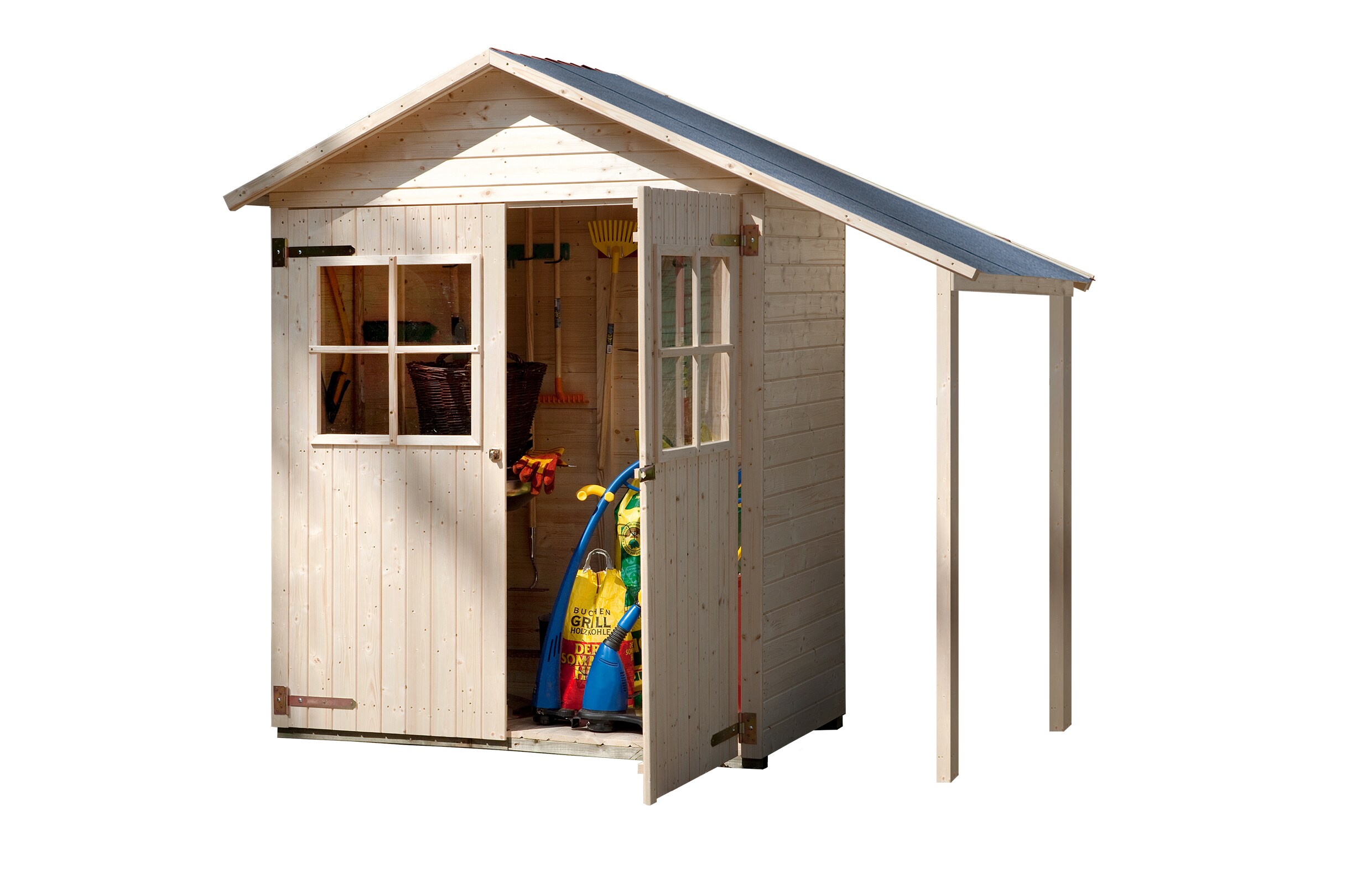 Weka Gerätehaus Typ 357 A naturbelassen, mit Anbau