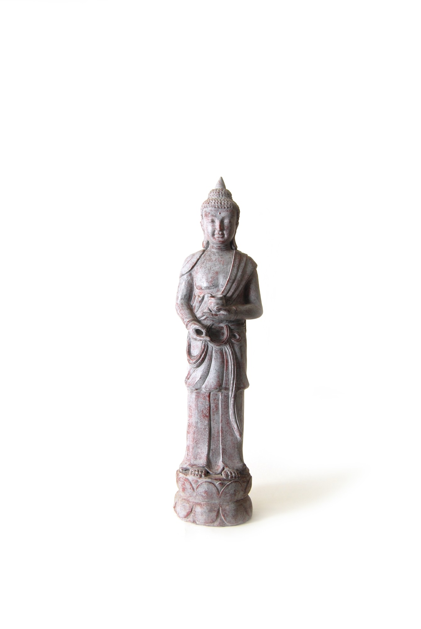 Buddha stehend, grau, H 114 cm, Ø 17 cm von fischer's lagerhaus