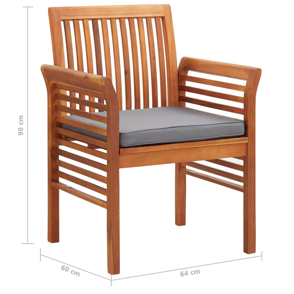 Mobilier à dîner d'extérieur 7 pièces et coussins acacia solide