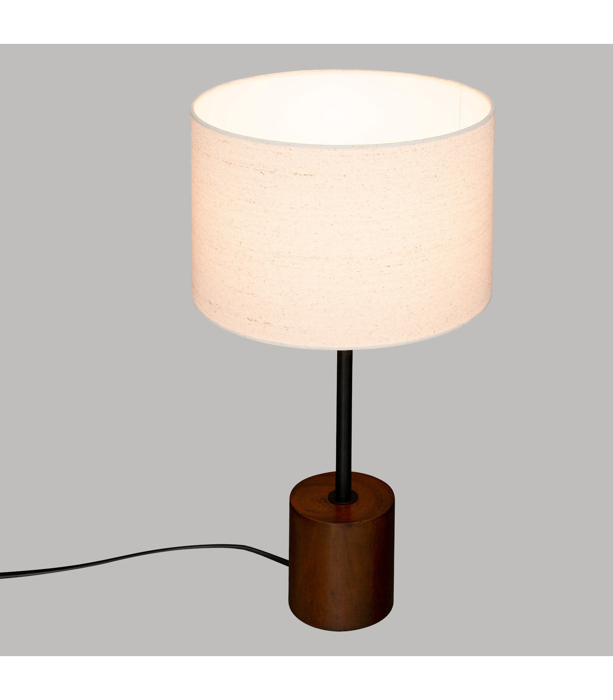Lampe à poser en bois et abat-jour en coton h 47.5 cm