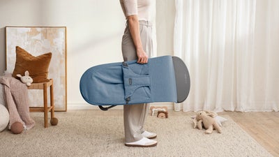 BabyBjörn Bliss Vippestol Vevet Mélange, Blå