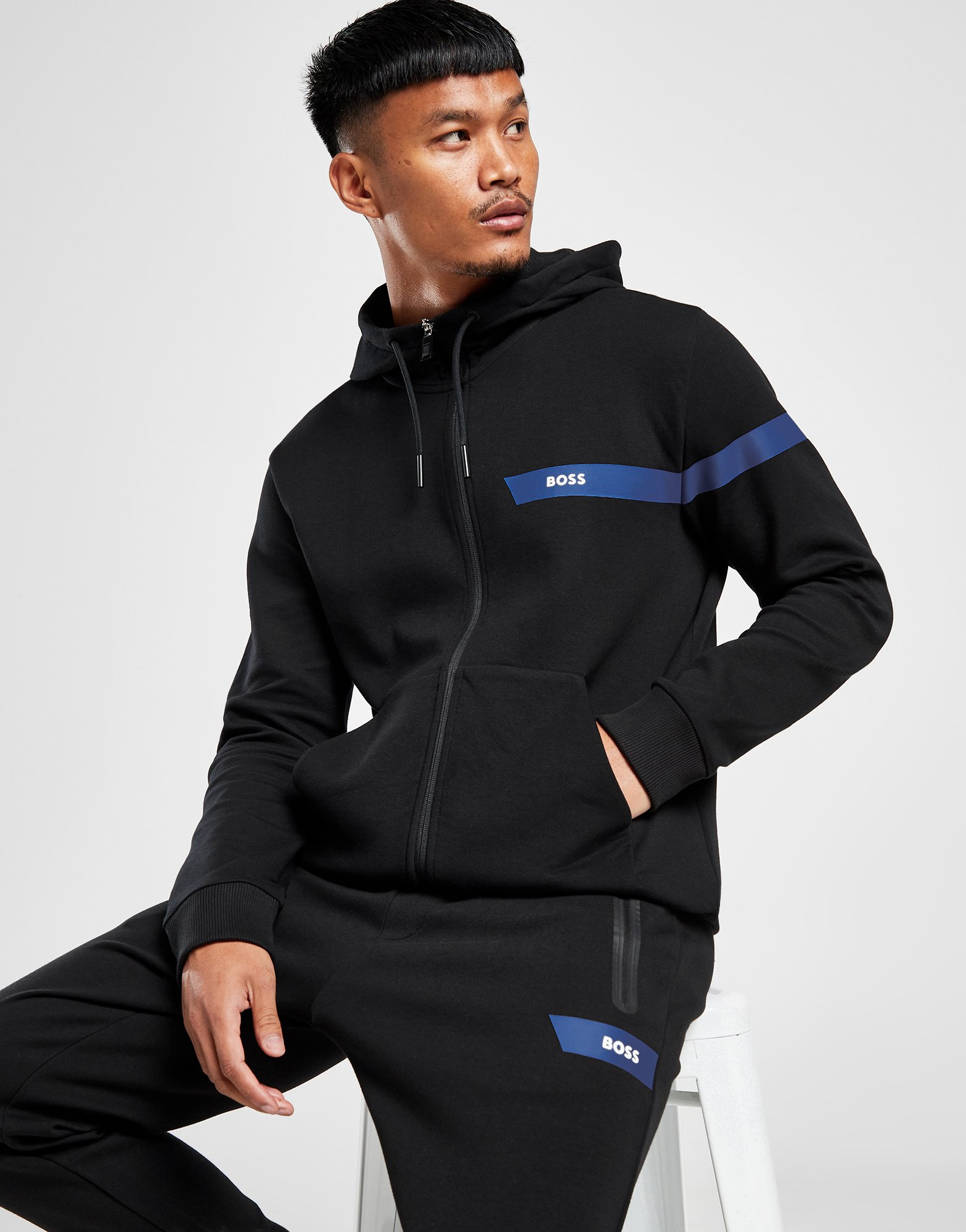 BOSS Sweat à Capuche Stripe Saggy Homme