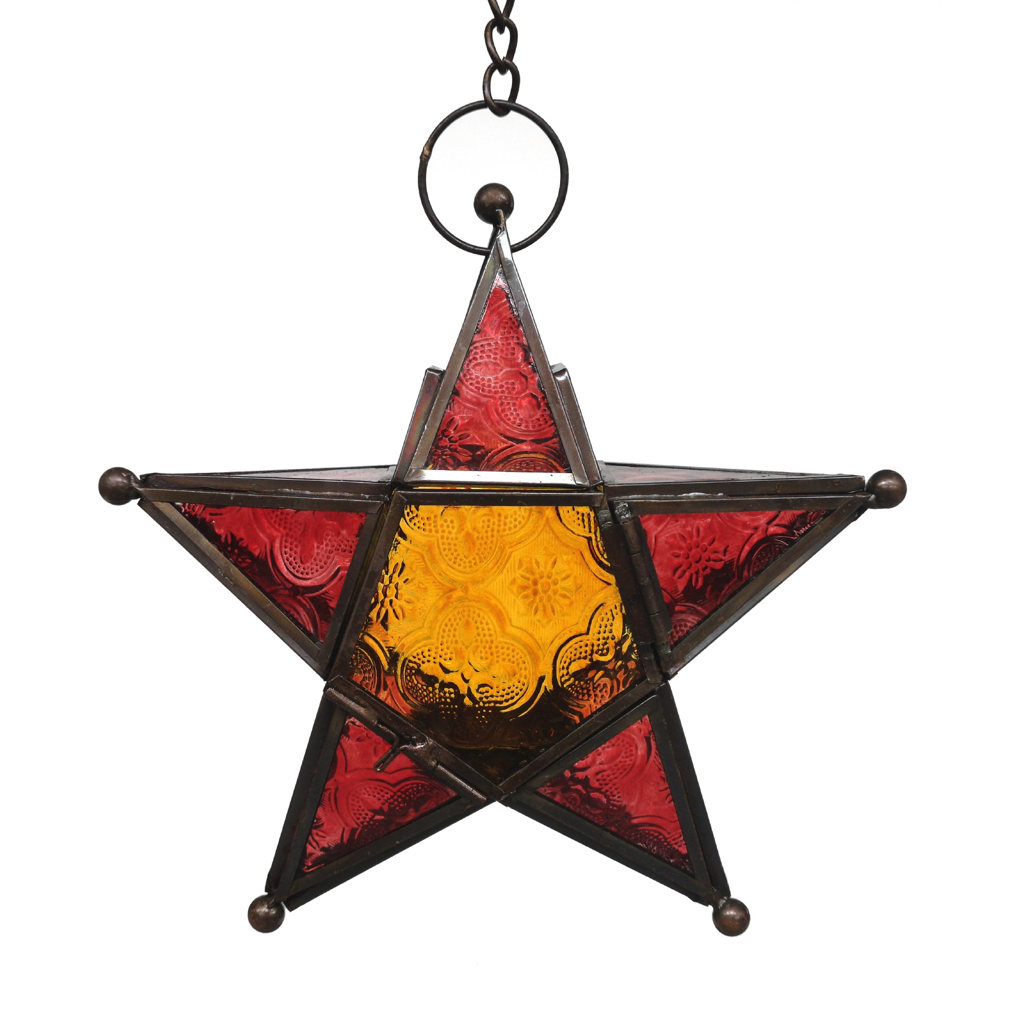 Laterne 'Süleyman', rot-gelb, Ø 18,5 cm, T 5 cm von fischer's lagerhaus