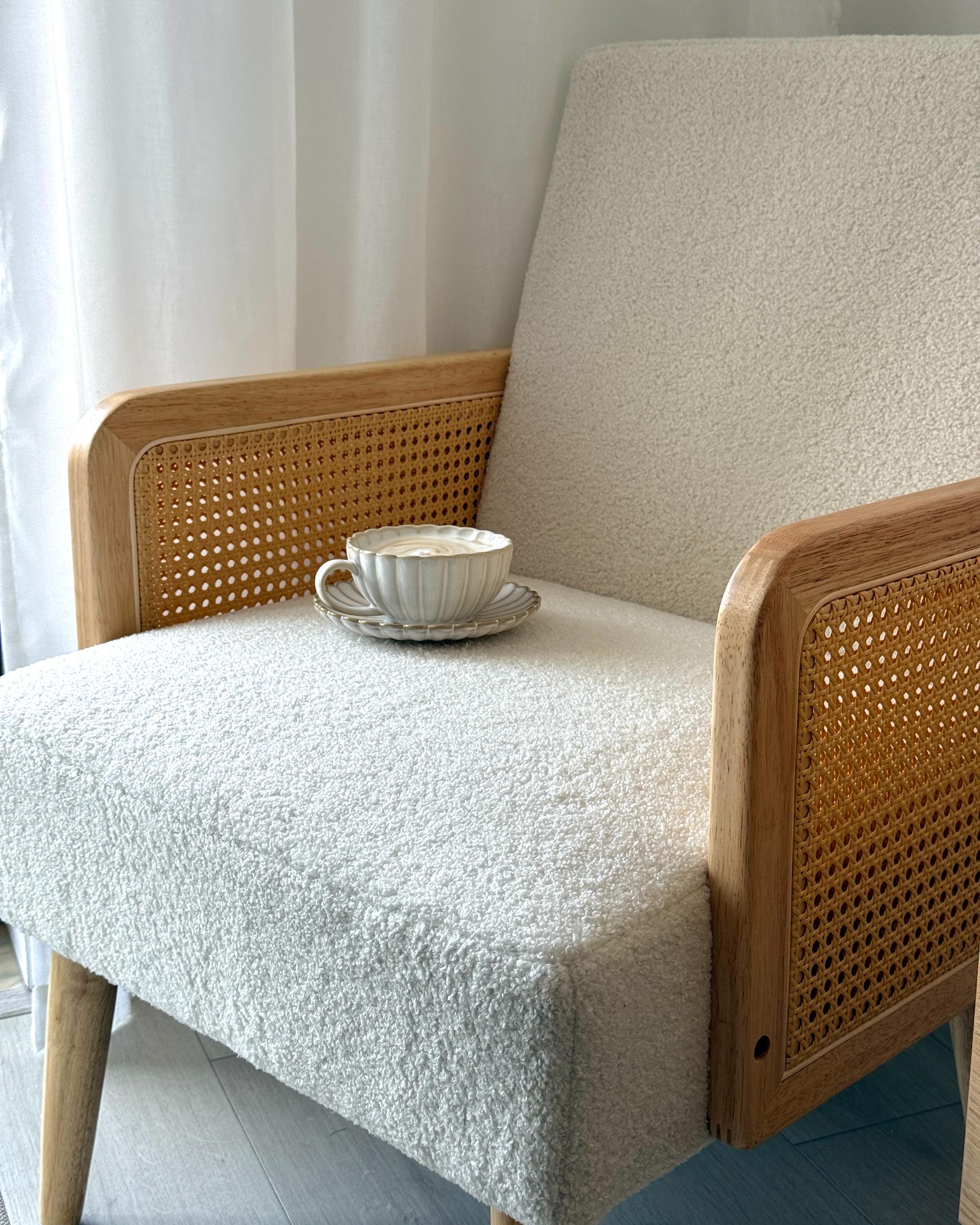 Fauteuil HOJBY Bouclé Gebroken wit