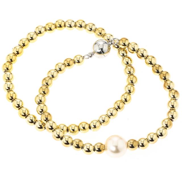 Armband-Set, Muschelkernperle, Magnet, 20 cm, 2-teilig