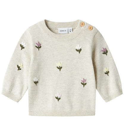 Name It Bluse - Strick - NbFFaflow - Peyote Melange m. Blumen