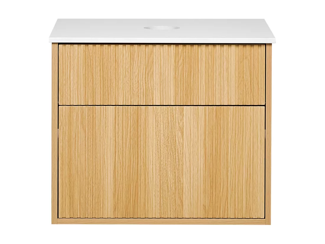 Meuble lavabo mural BEXTI 60 cm 52 cm 50 cm Marron clair