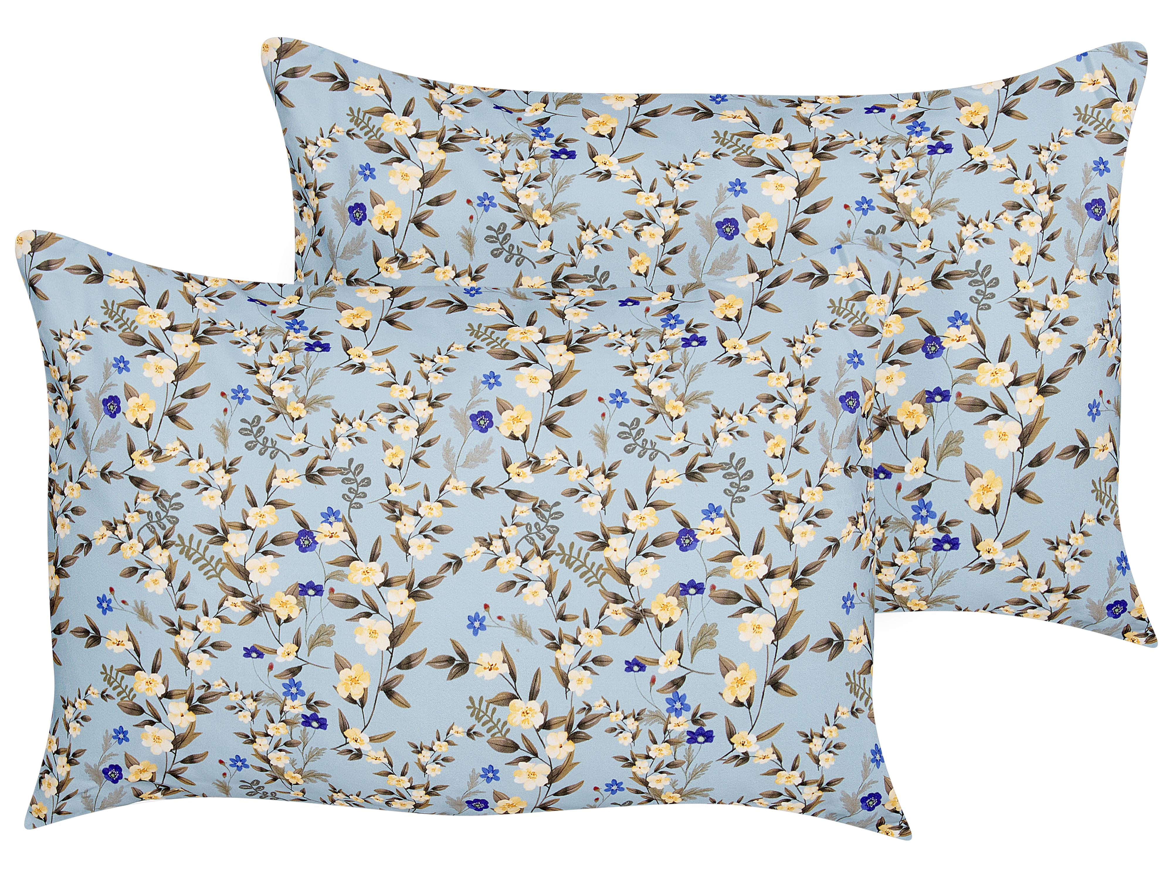 Set van 2 tuinkussens VALLORIA bloempatroon 40 x 60 cm Blauw