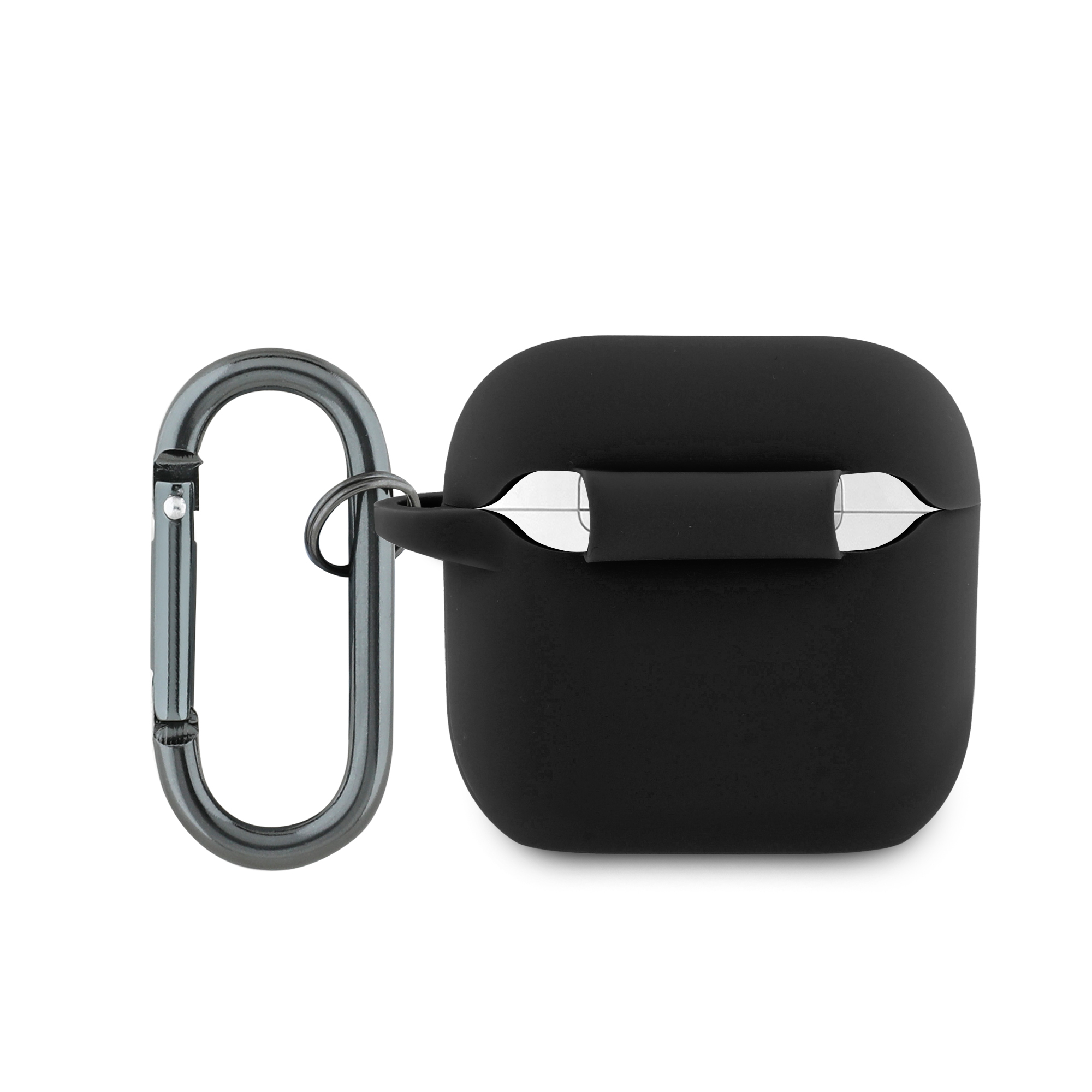 AirPods 4 Silikon Case Schutzhülle Abdeckung mit Karabinerhaken (LCA4SLOK) - Schwarz