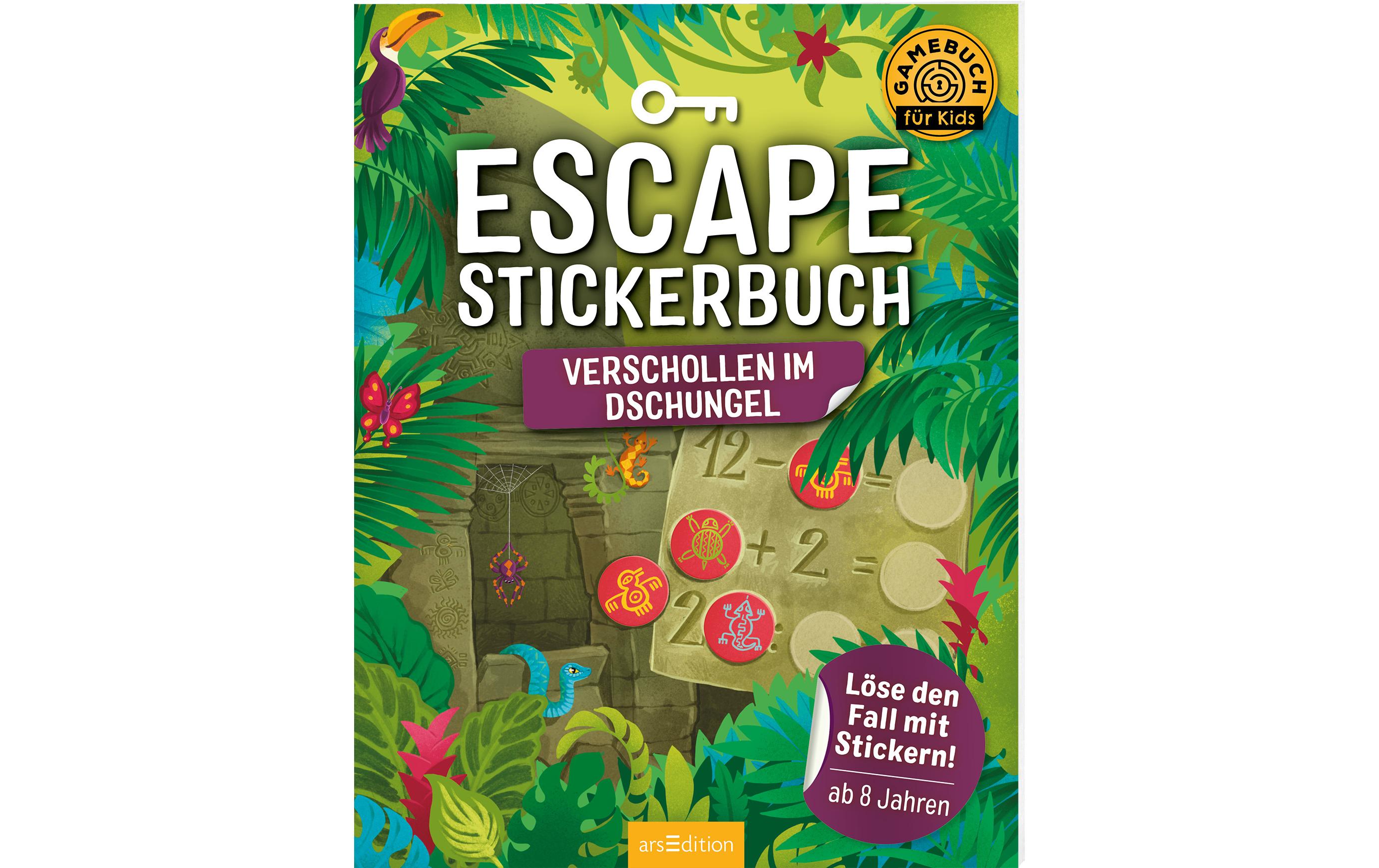 Escape-Stickerbuch: Verschollen im Dschungel 32 SeitenFür alle Escape-Rätsel- und Stickerfans