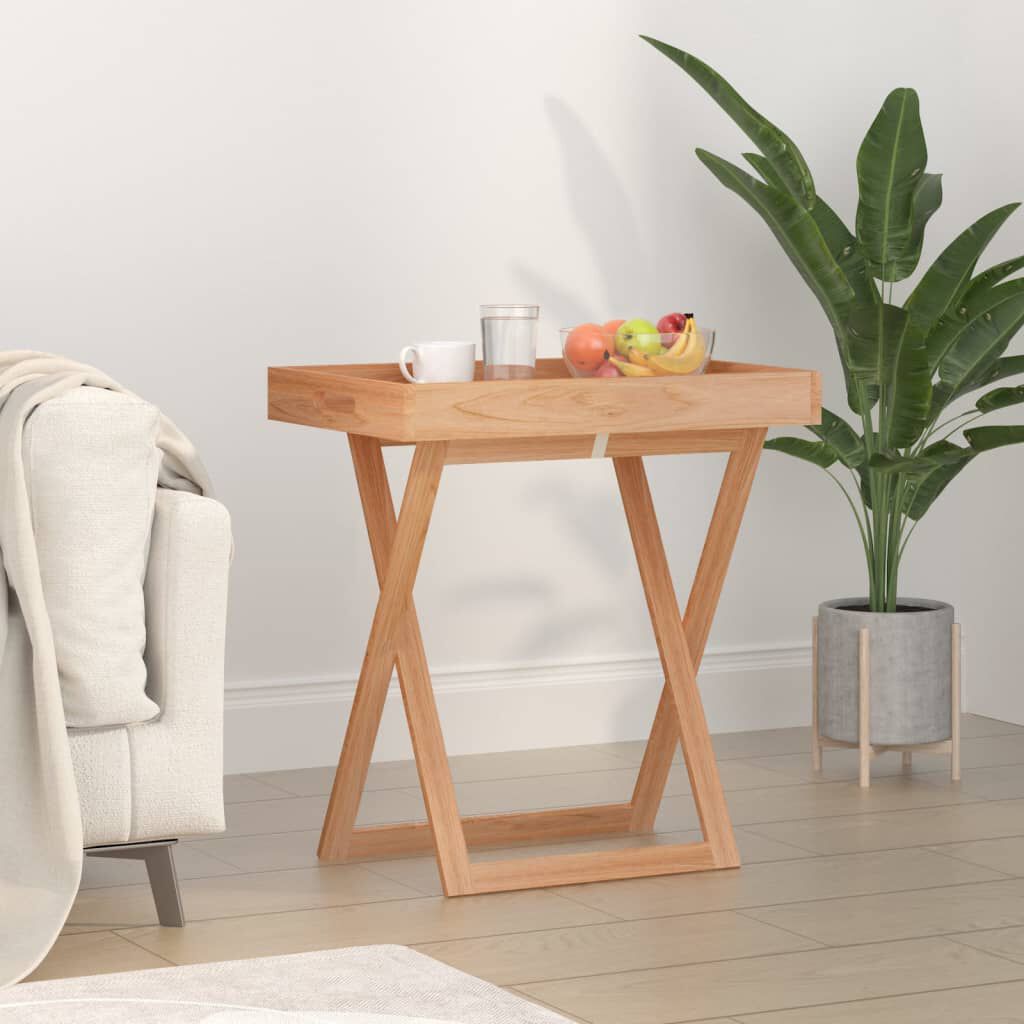 vidaXL Opvouwbare dienbladtafel 52x36x56,5 cm massief walnoot