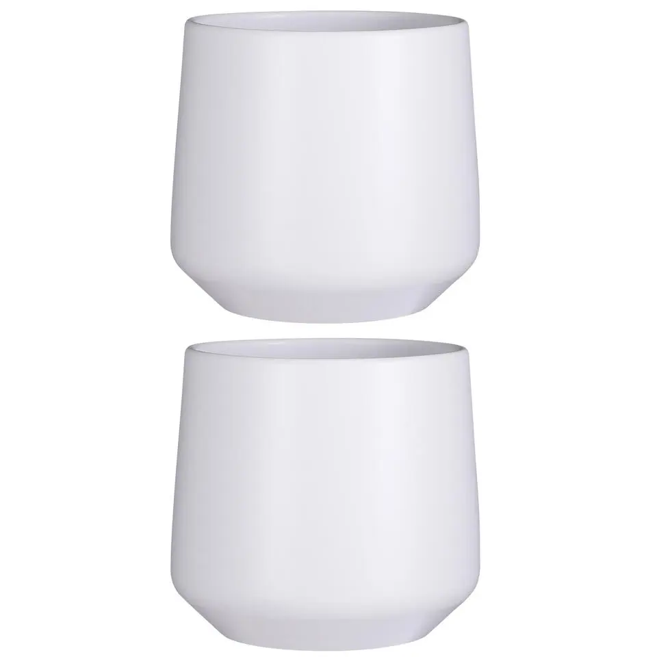 Mica Decorations Bloempot - wit - mat - keramiek - H26/D28 cm