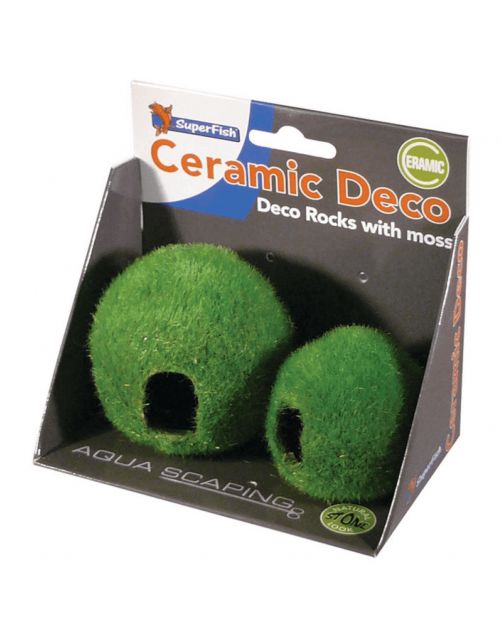 Superfish Decor Home Bol Met Mos - Aquarium - Ornament - Bruin Groen 2 stuks
