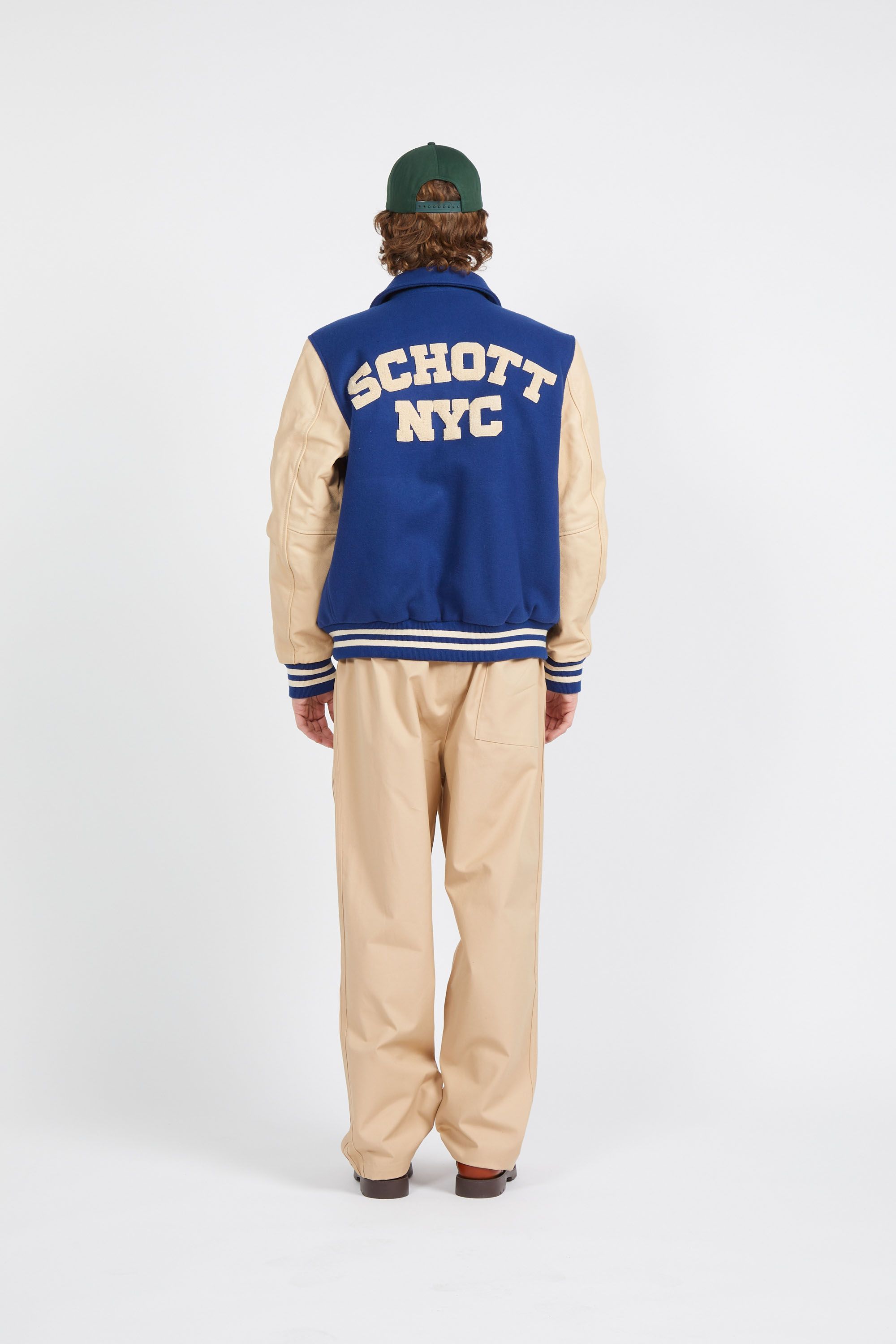 SCHOTT Bomber  LC8705COLLAR Bleu