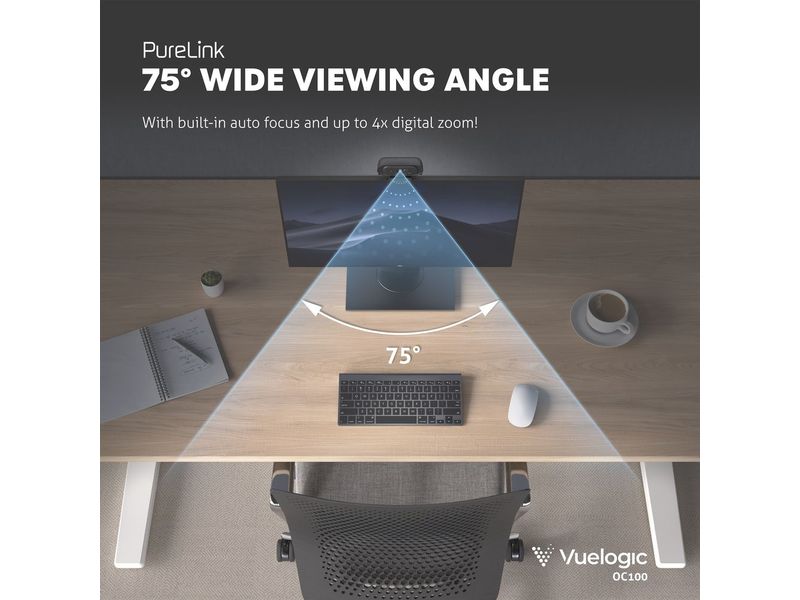 PureLink Webcam Vuelogic 2K Quad HD Hochauflösende 2K QHD-Webcam – Kristallklare Video- und Audioqualität
