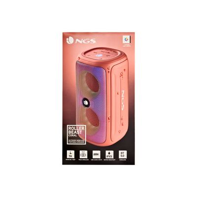 NGS Roller Beast - Mini enceinte sans fil - Bluetooth - 32 Watt - Corail