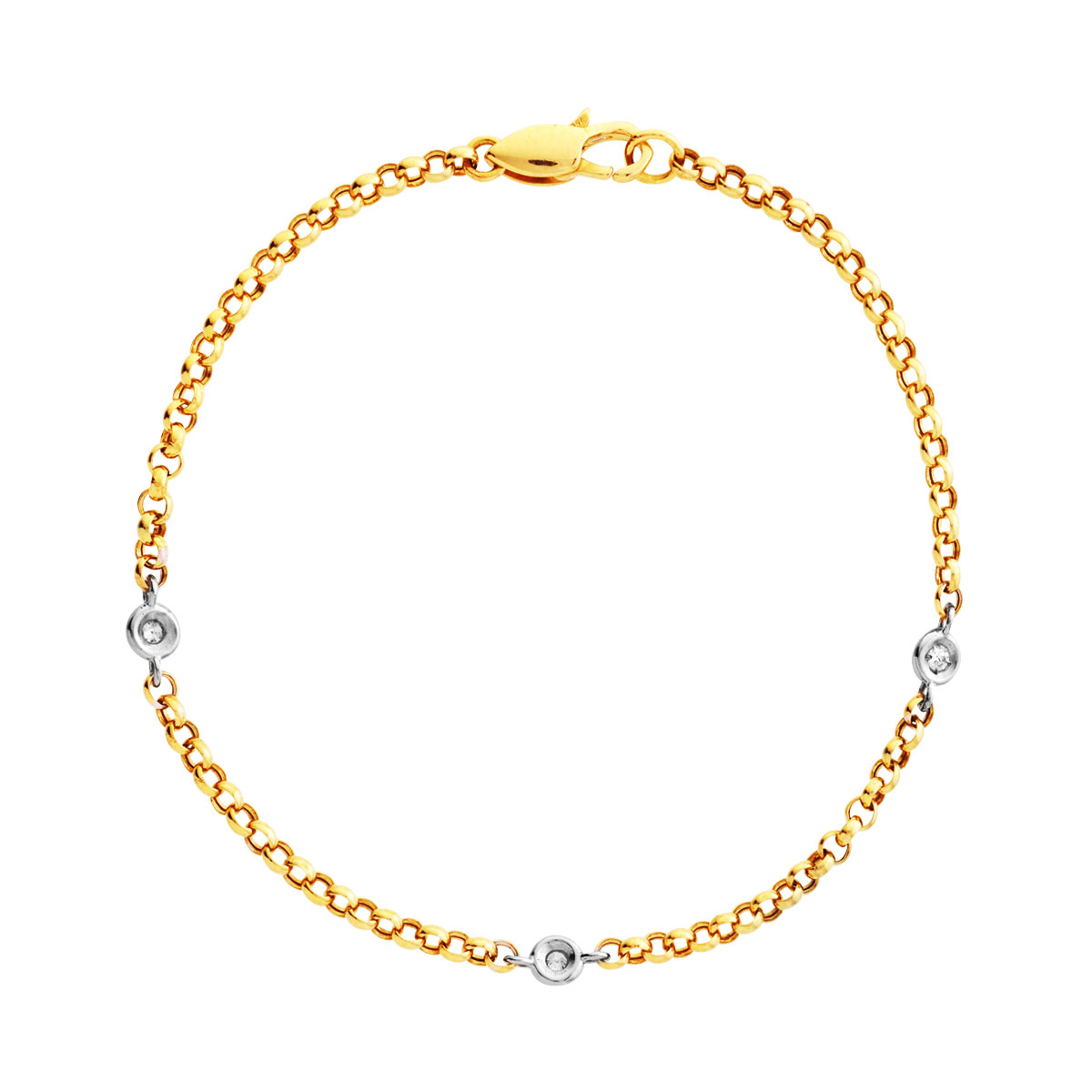 Bracelet 2 ors 750 diamants 18,5 cm