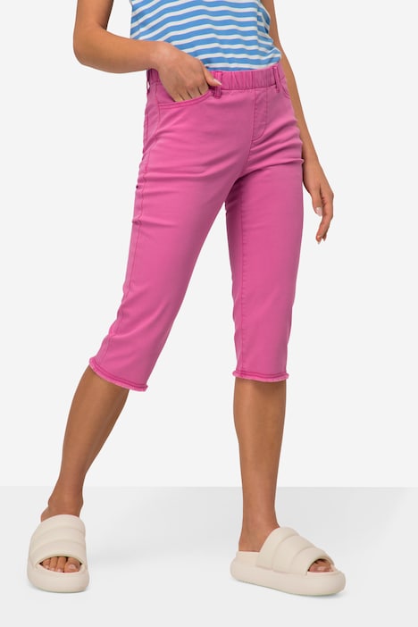 Caprihose, Jeggings, Fransensaum, Elastikbund, mit recycelten Materialien