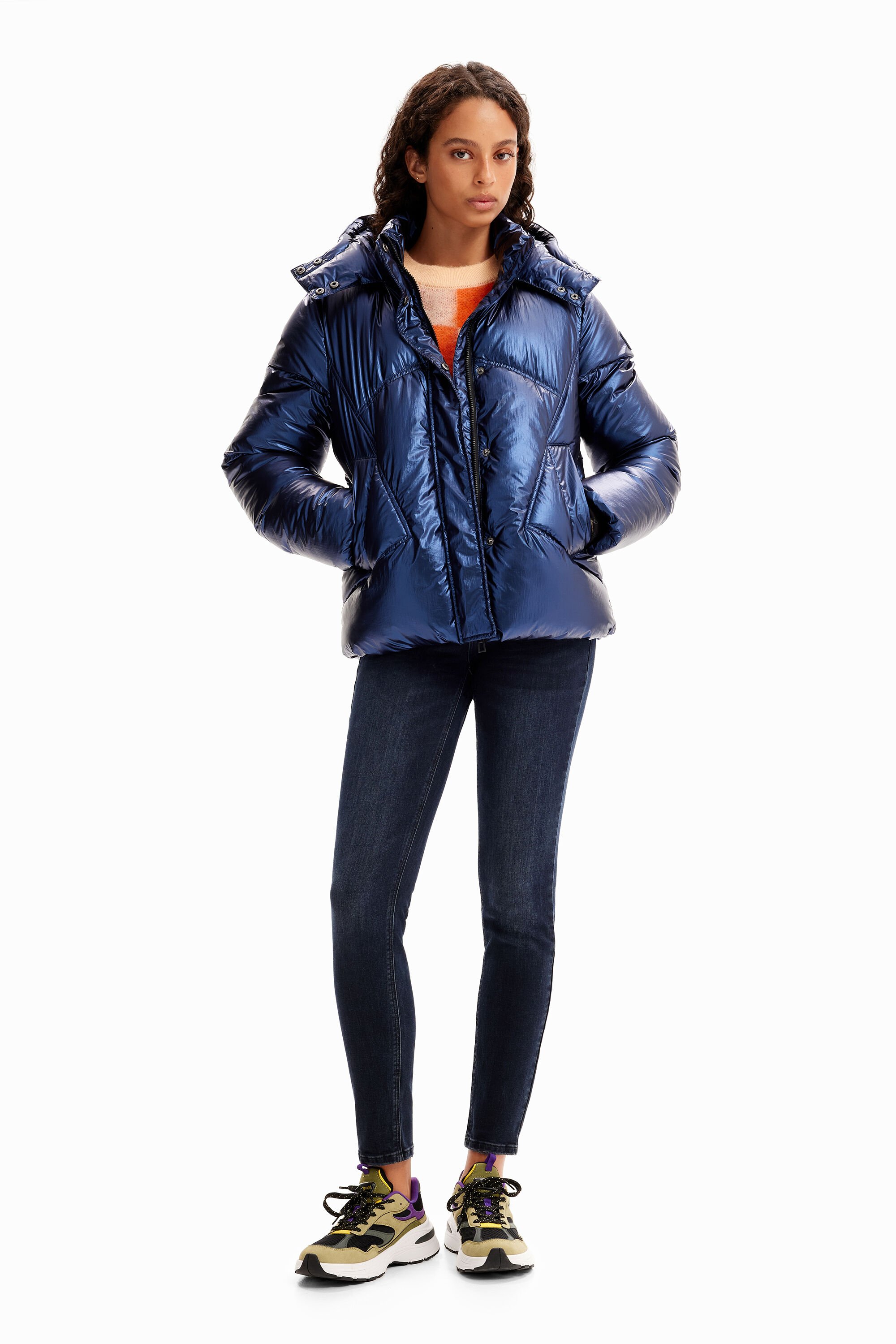 Chaqueta acolchada metalizada
