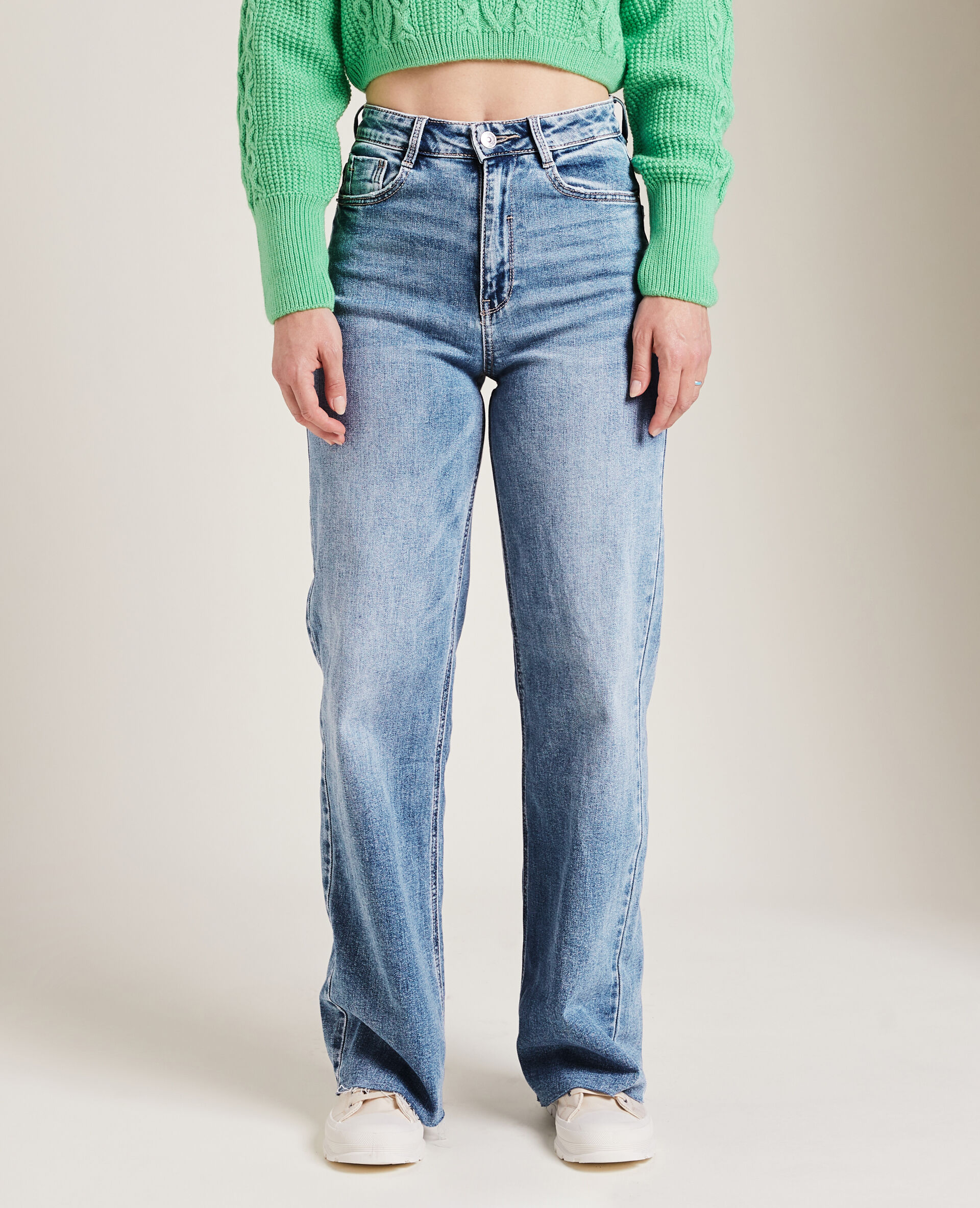 Jean wide leg bas coupés - Bleu