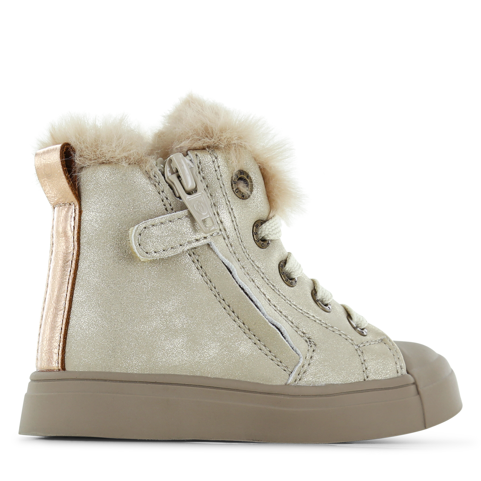 Shoesme gouden veterboot met katjes Microfiber leer | Sale