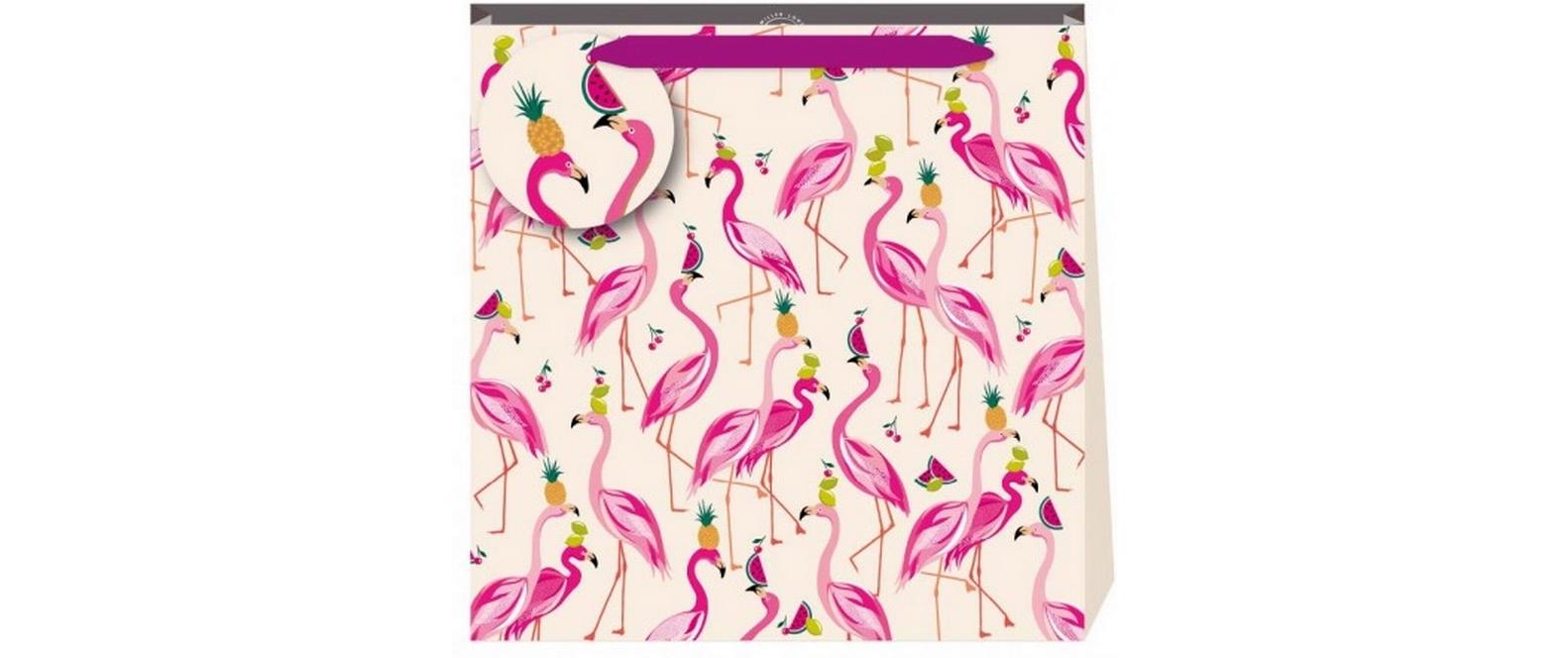 Geschenktüte Flamingo 32,5 x 32,5 x 12 cmFarbenfrohe Geschenkverpackung