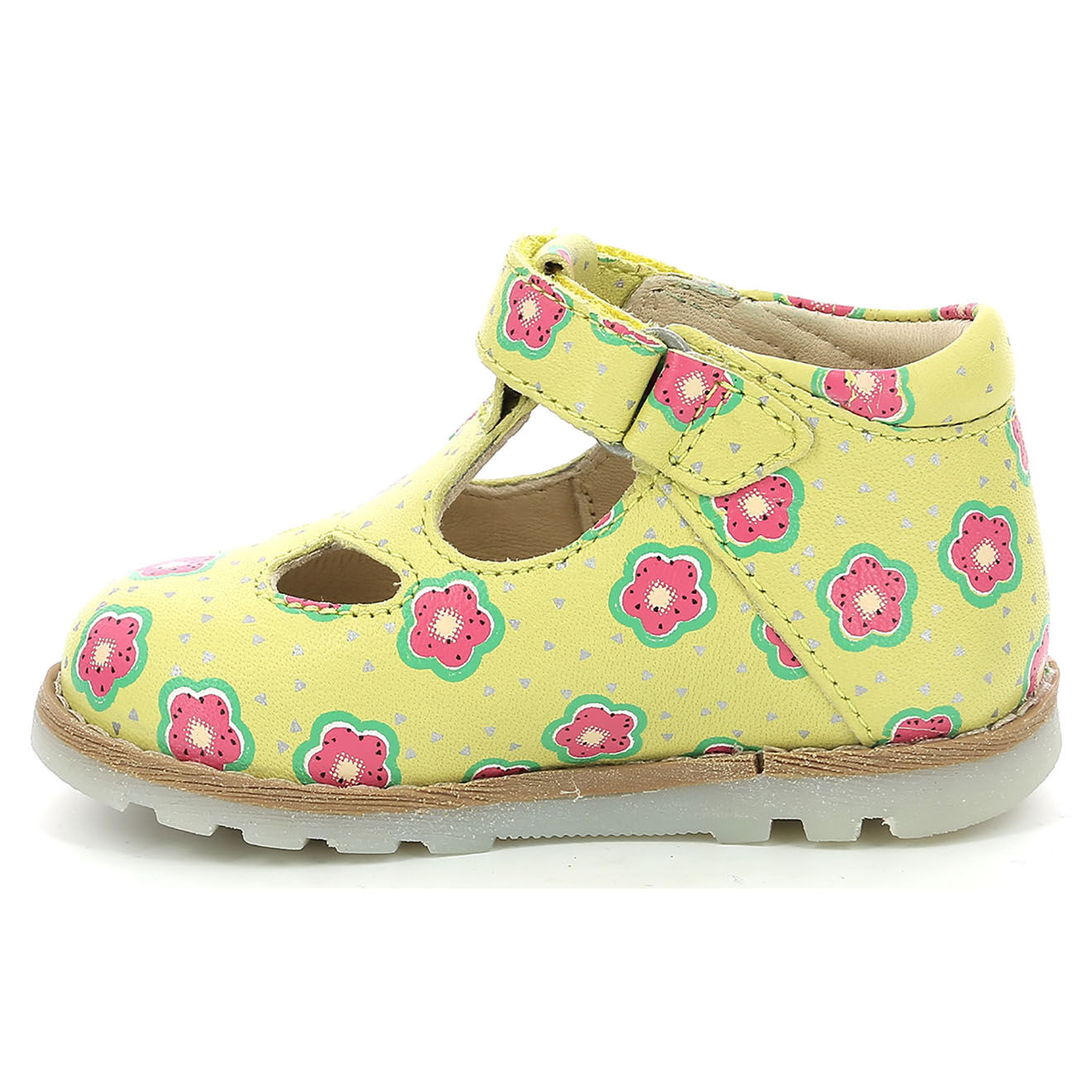 Kickers Salomés en Cuir Nonocchi jaune/flower