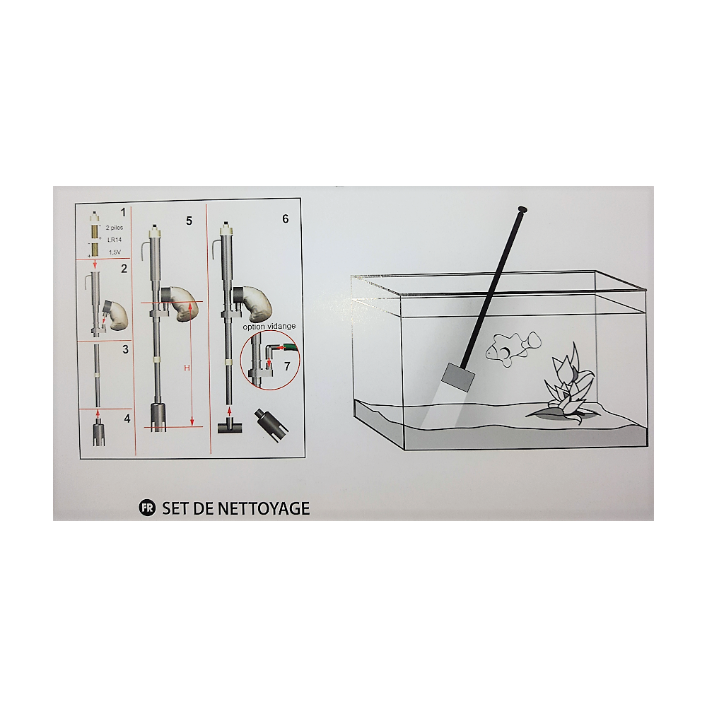 Kit de nettoyage aquarium aspirateur + racloir + épuisette