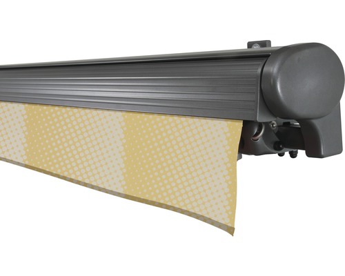 SOLUNA semi-cassette zonnescherm Comfort 2,5x2, doekdesign J201, frame DB703 donkergrijs, aandrijving rechts inclusief slinger
